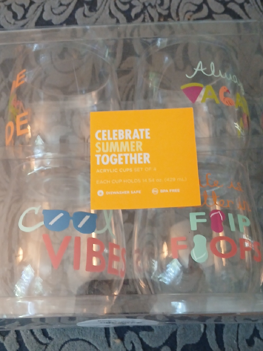 Kohl's Celebrate Summer Together Acrylic Cups - Red, Yellow, Blue, Green, Pink